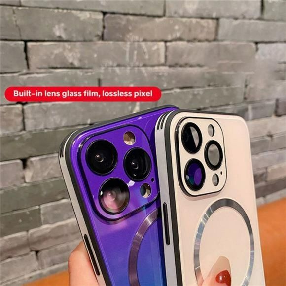 For iPhone 14 Pro Max 12 13 14Pro Luxury Mag Safe Gradient Glass Case Shockproof - Picture 5 of 10